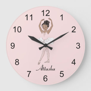 Braune Ballerina fünfte Position Große Wanduhr