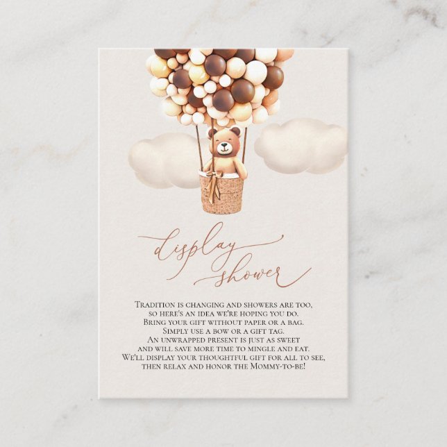 Braune Bärenballons Display Duschenschließkarte Begleitkarte (Vorderseite)