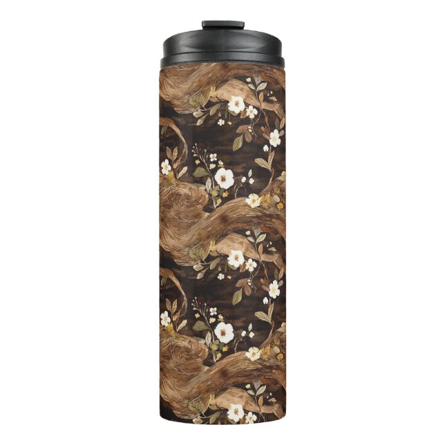 Braune Baumblüten Thermosbecher (Vorderseite)