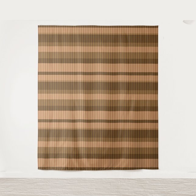 Braune beige Farbtöne gestreift vertikale Muster Wandteppich (Vorderseite)