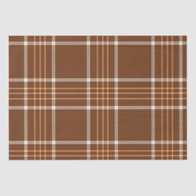 Braune Beige Karierte Tartan Schachbrettmuster Seidenpapier (Vorderseite)