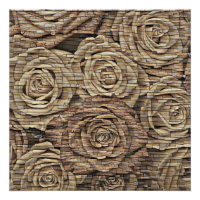 Braune beige Rose - moderne, zeichnend Mauer