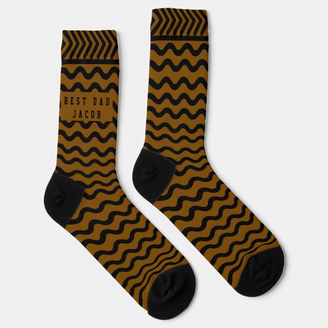 Braune benutzerdefinierte schwarze Dad Name rote W Socken (Rechts)