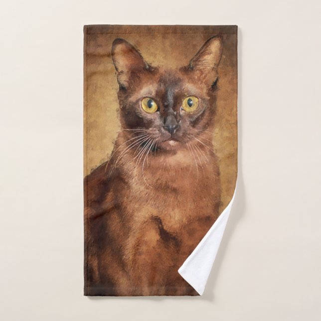Braune birmanische Katze Badhandtuch Set (Handtuch)