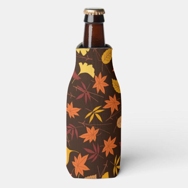 Braune Blätter Flaschenkühler (Flaschenvorderseite)