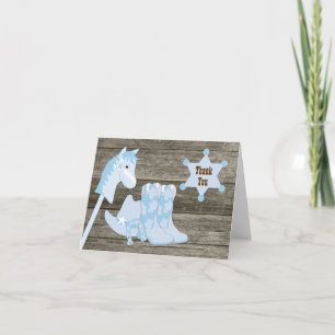Braune blaue Cowboy-Baby-Thank-You-Karten Dankeskarte