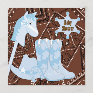 Braune blaue Cowboystiefel Cowboy-Baby-Party Einladung