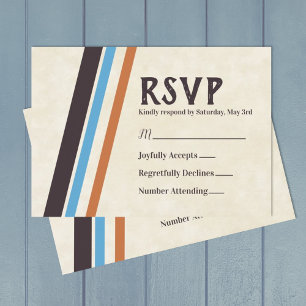 Braune, blaue Streifen Bar Mitzvah RSVP-Karte Hinweiskarte