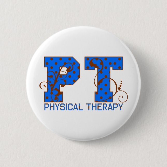 braune blaue Tupfen Pints Button (Vorderseite)