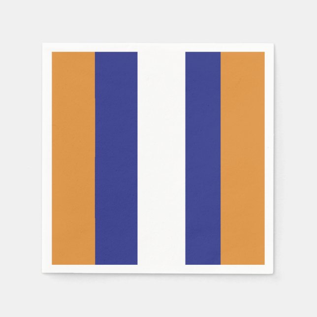 Braune, blaue und weiße Streifen Serviette (Vorderseite)