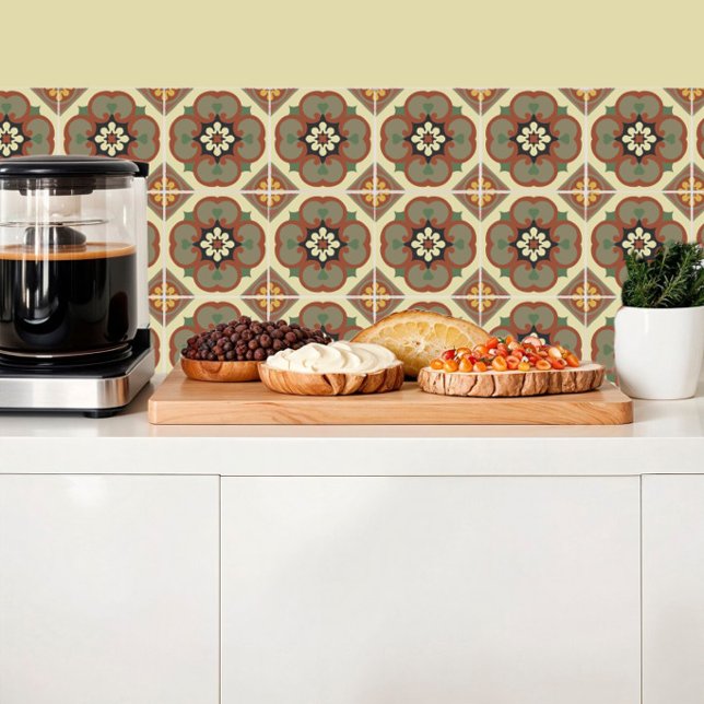 Braune Blume auf Fliesen, Retro Vintage Inspiratio Fliese (Von Creator hochgeladen)