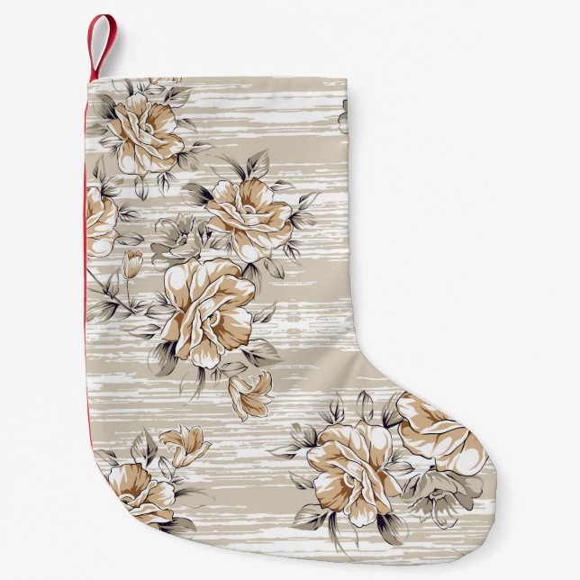 braune Blume auf Textur-Grundmuster Kleiner Weihnachtsstrumpf (Vorderseite)