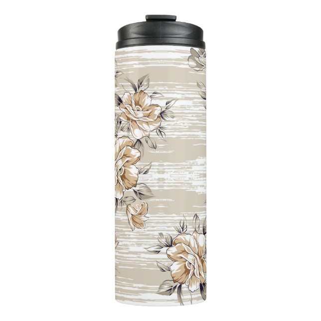 braune Blume auf Textur-Grundmuster Thermosbecher (Vorderseite)