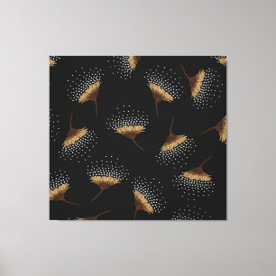 Braune Blume, nahtloser schwarzer Hintergrund. Leinwanddruck