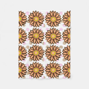 Braune Blume Pink Polka dot Floral Muster Fleecedecke