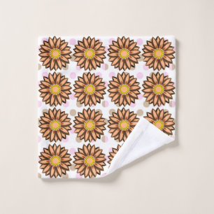 Braune Blume Pink Polka dot Floral Muster Waschlappen