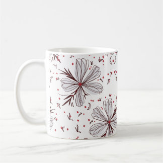 Braune Blumen Botanische Illustration Klassischer Kaffeetasse
