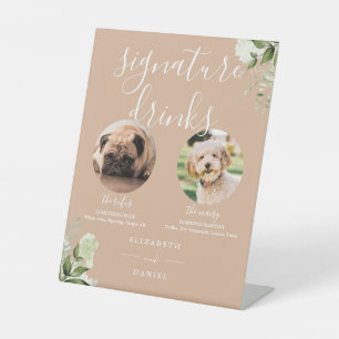 Braune Blumen Hochzeit Haustier Hund Signaturgeträ Sockelschild