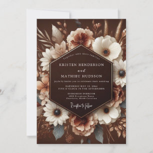 Braune Blüten-Ernte-Hochzeit Einladung