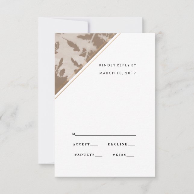 Braune botanische Hochzeitskarte, Antwortkarte RSVP Karte (Vorderseite)