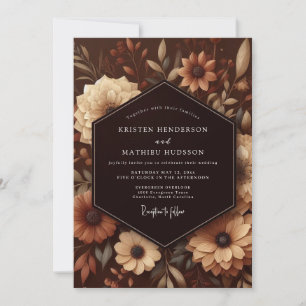 Braune botanische opulente Hochzeit Einladung
