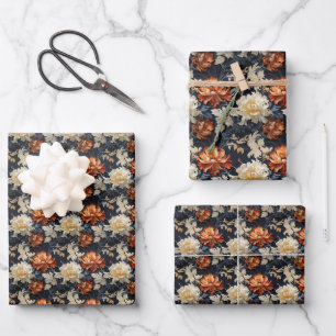 Braune bräunliche Blume Terrakotta-Kupferbrennen Geschenkpapier Set