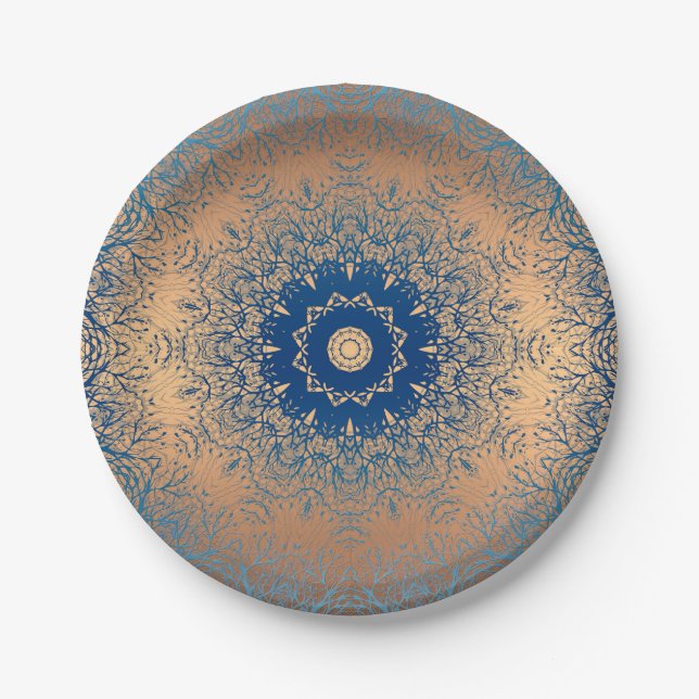 Braune Bronzeseide arabische Dekoration Pappteller (Vorderseite)