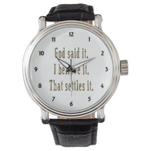Braune Buchstaben Gott hat es gesagt Armbanduhr