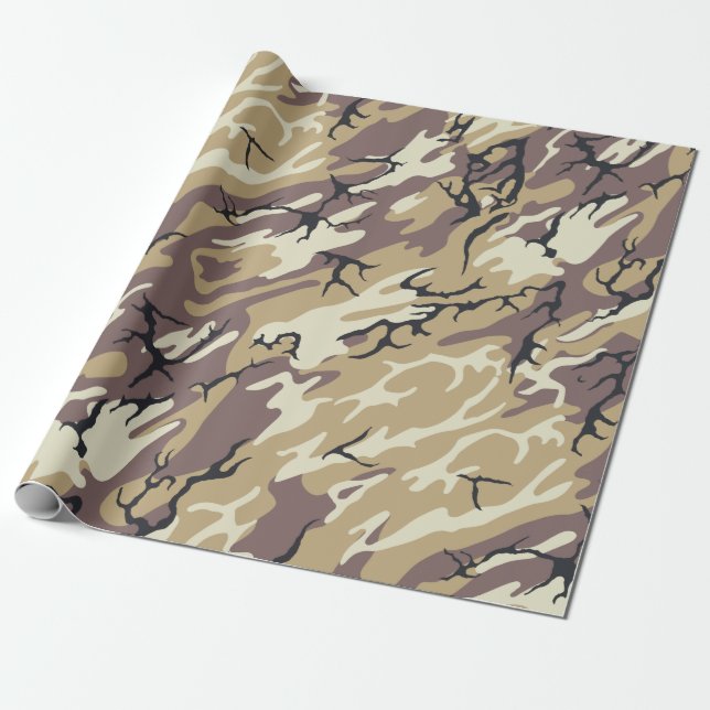 Braune Camouflage Geschenkpapier (Ungerollt)