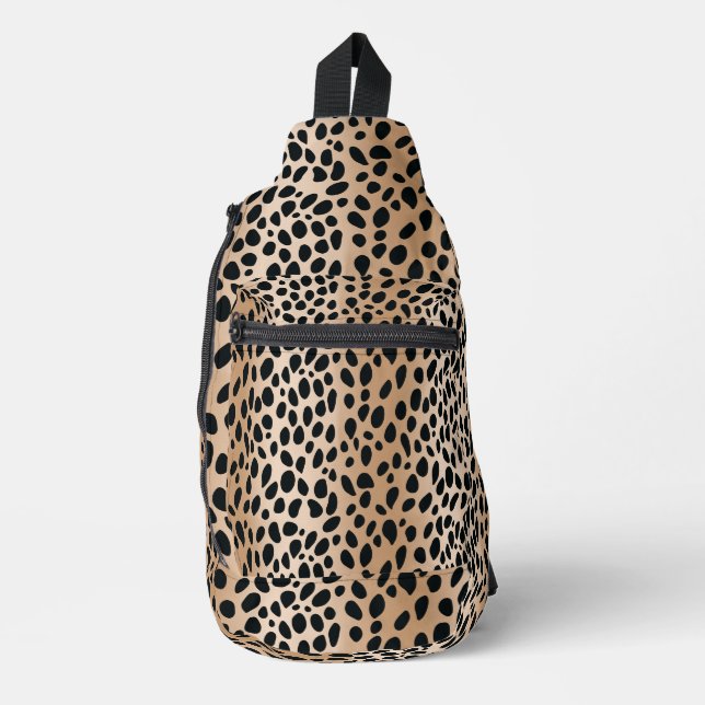 Braune Cheetah Print Cross Body Bag Backpack Crossbody Bag (Vorderseite)