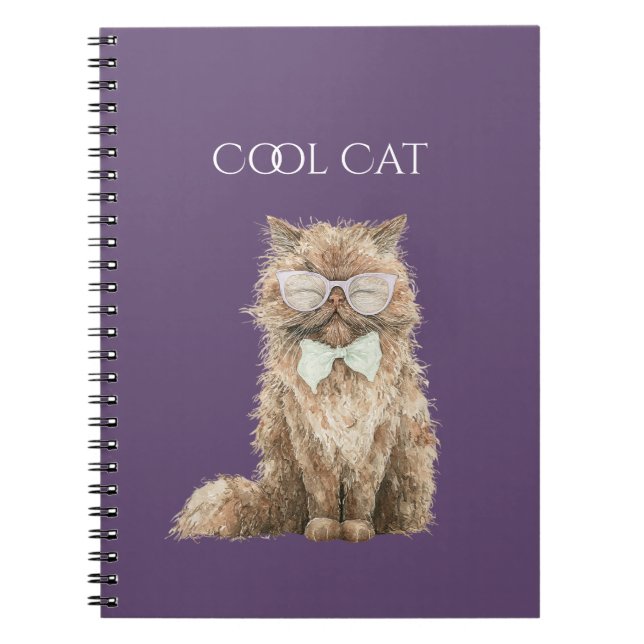 Braune Cool Cat Brille   Notizblock (Vorderseite)
