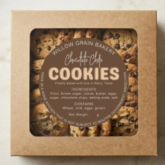 Braune Cottage Cookie-Zutatenliste Aufkleber