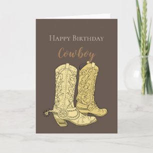 Braune Cowboy-Stiefel Geburtstag Karte