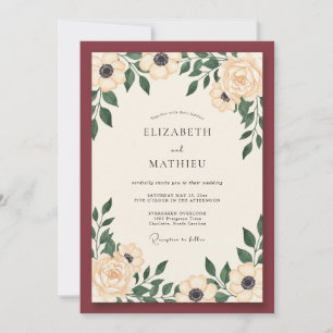 Braune Creme-Anemone-Hochzeit Einladung