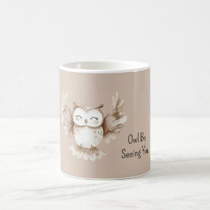 Braune Creme-Eule wird dich sehen Kaffeetasse