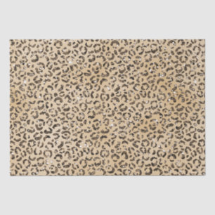 Braune Creme Glitzer Leopard Print Seidenpapier
