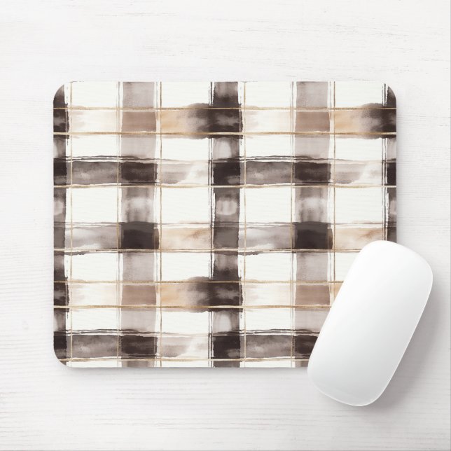 Braune Creme Gold Streifen Mousepad (Mit Mouse)