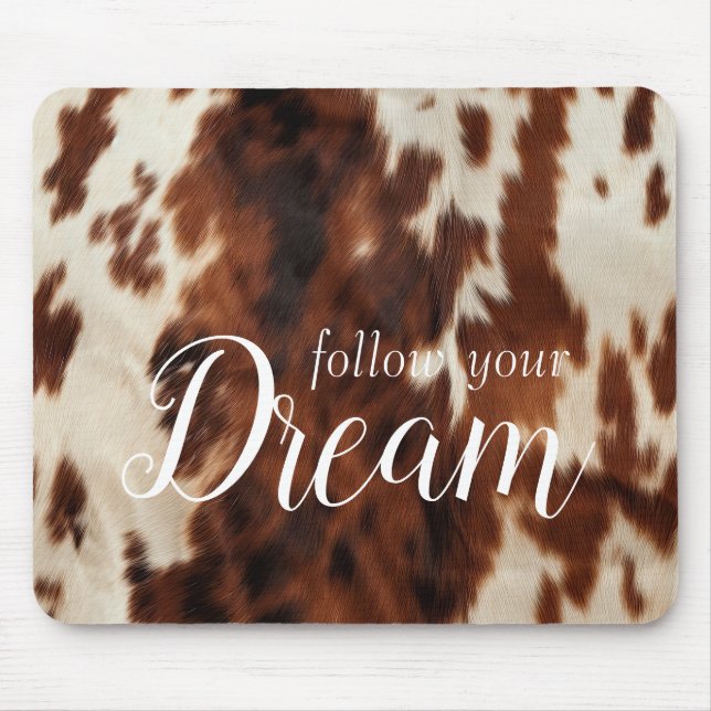 Braune Creme-Rindsleder Mousepad (Vorne)