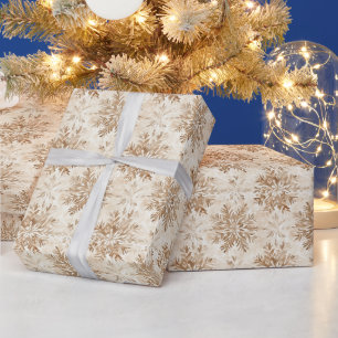 Braune Creme-Schneeflocken Weihnachten Geschenkpapier