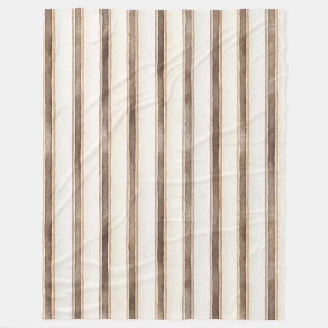Braune Creme Streifen Fleecedecke (Vorderseite)