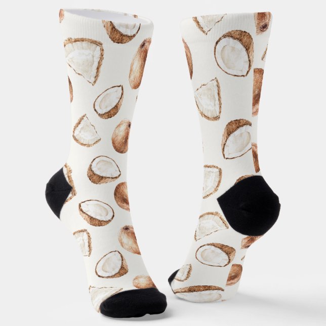 Braune Creme-Tropen-Kokosnuss Socken (Gewinkelt)