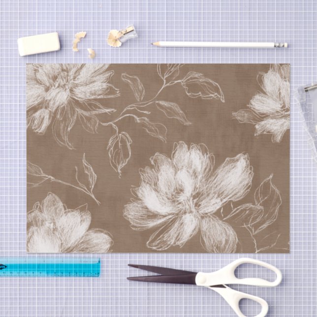 Braune cremefarbene Blumen Hochzeitsdusche Seidenpapier (Handwerk)