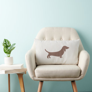Braune Dackel auf Beige Streifen Lendenkissen