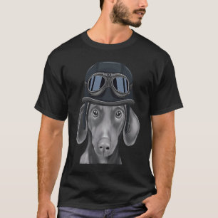 Braune Dackel mit Vintagem Motorradhelm T-Shirt