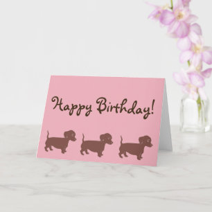 Braune Dackeln Pink Happy Birthday Card Karte