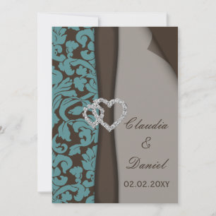 Braune Damaske IMITATE Band Diamante Design Einladung