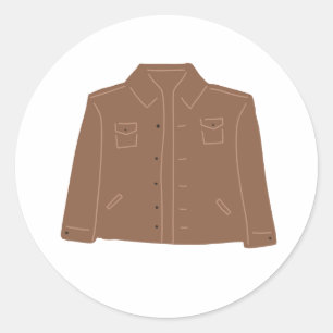 Braune Dienstjacke mit Knopfleiste Minimalist Runder Aufkleber