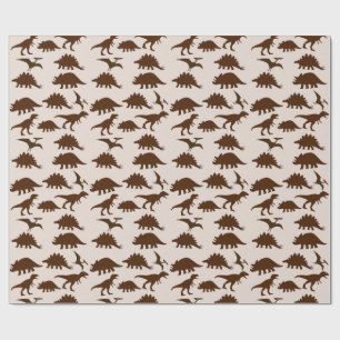 Braune Dinosaurier Geschenkpapier