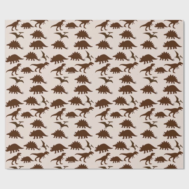 Braune Dinosaurier Geschenkpapier (Flach)