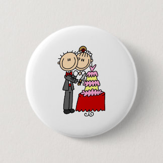 Bräune durch den Knopf Hochzeitskuchen Button